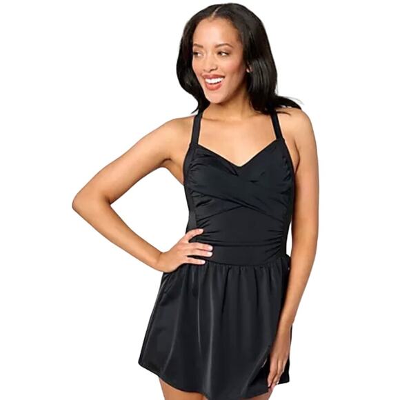 Denim&Co Other - Denim & Co. Beach Sweetheart Neckline Swim Dress NWOT BLACK SIZE 18W